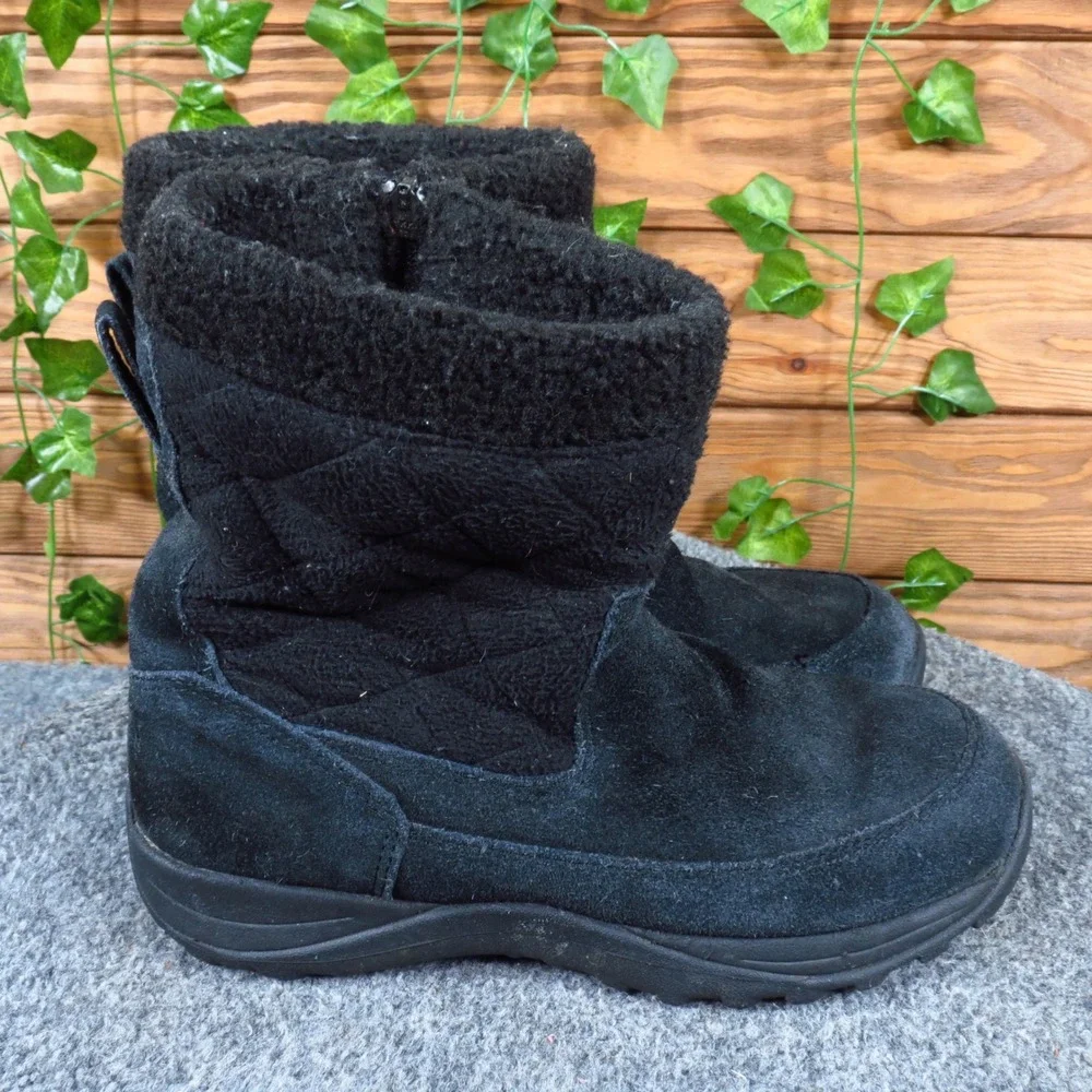 L.L. Bean Primaloft Women Winter Boots Sz 6.5 Wide Snow Cold Weather Black Suede